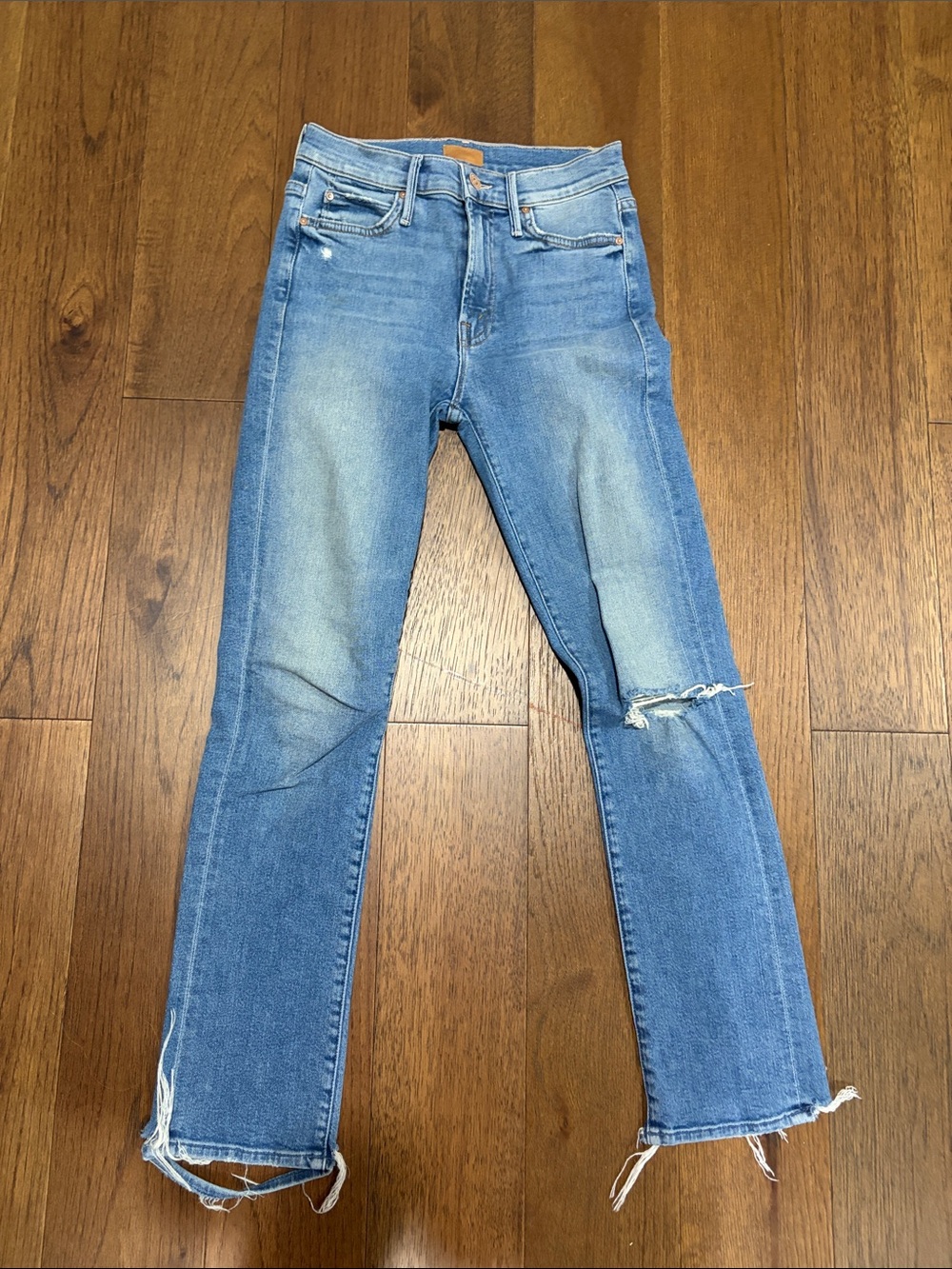 Women’s Light Blue Distressed Straight Jeans